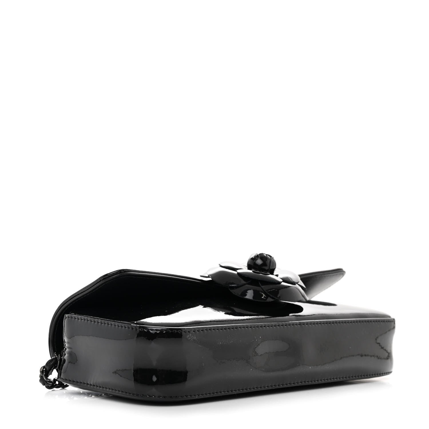 Chanel Patent Calfskin Camellia E/W Flap So Black 4 of 11