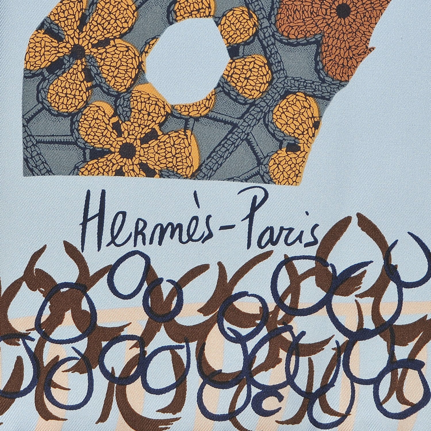 Hermes Silk La Maizeon Des Oiseaux Parleurs Scarf 90 Bleu Pale Peach Bleu 3 of 7