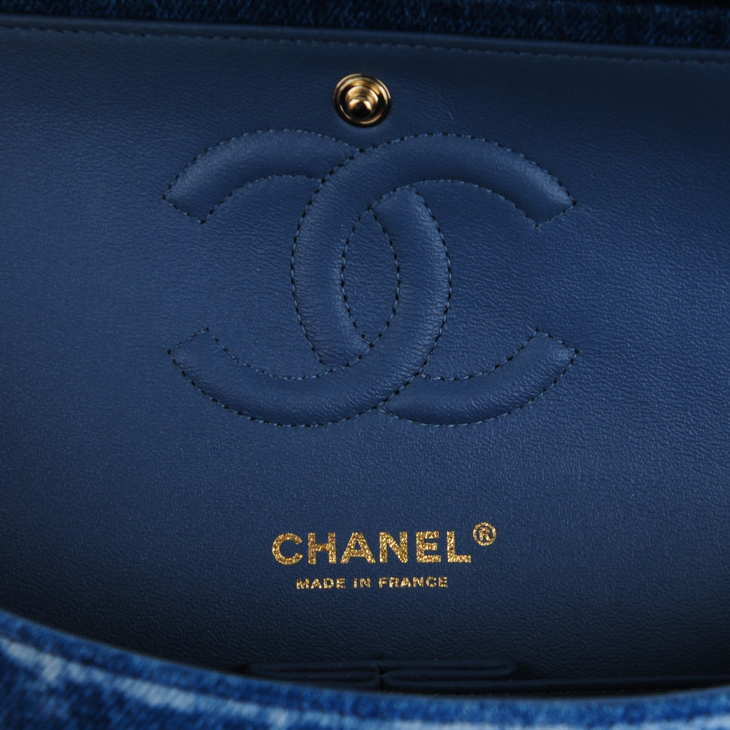 Chanel Denim Tweed Quilted Medium Double Flap Blue 6 of 8