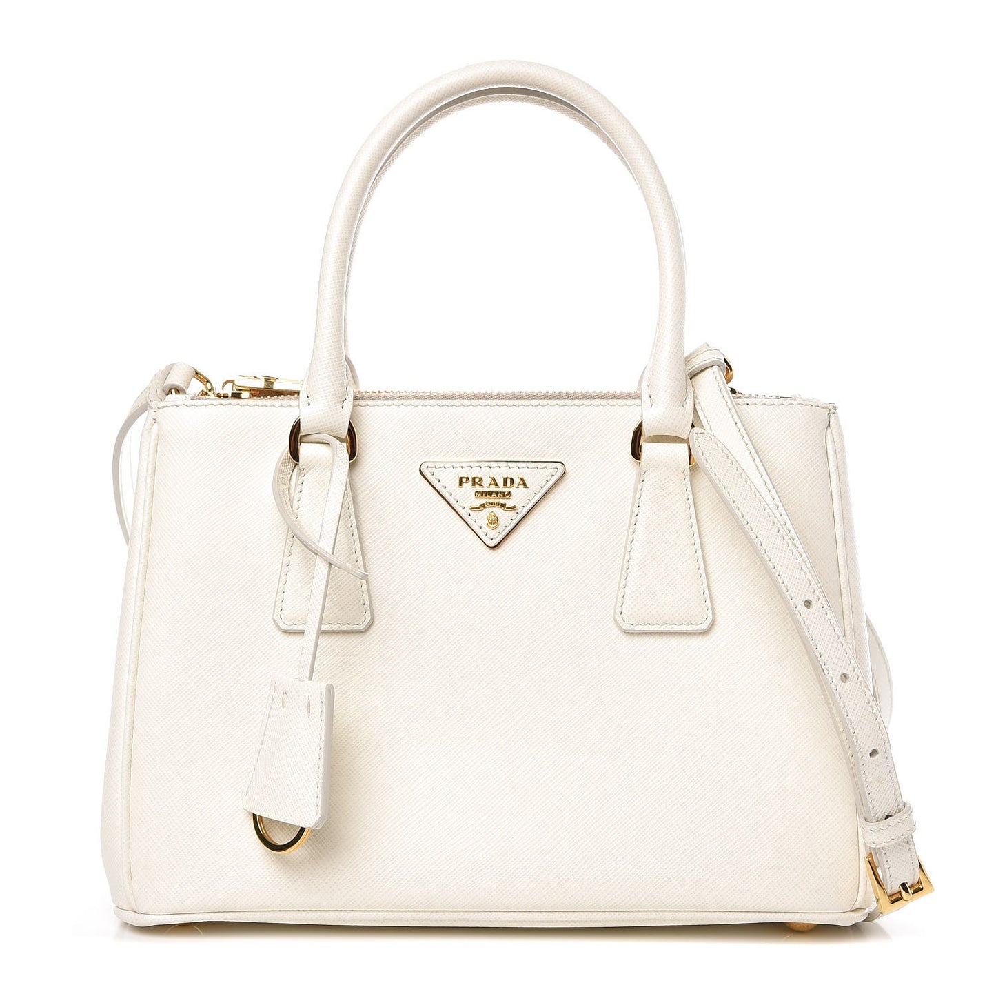 Saffiano Lux Small Galleria Double Zip Tote White