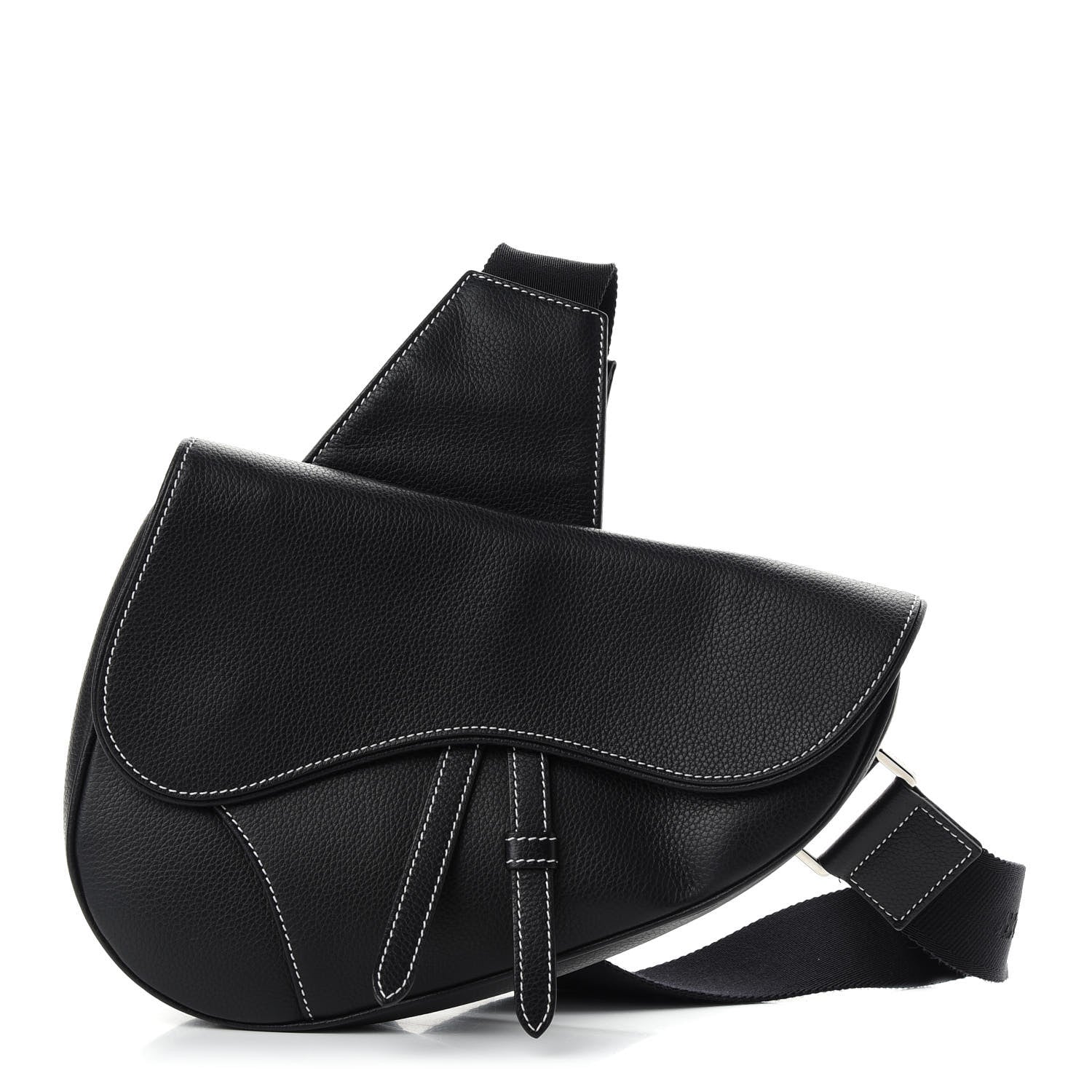 Christian Dior Calfskin Mens Saddle Bag Black 1 of 12