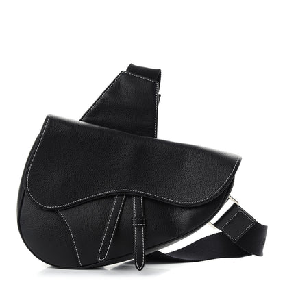 Christian Dior Calfskin Mens Saddle Bag Black 1 of 12