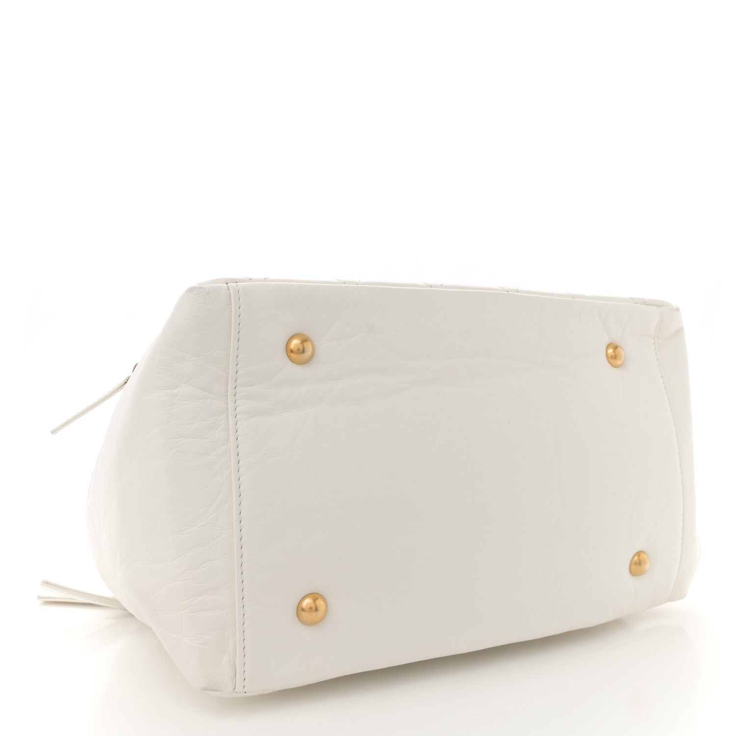 Chanel Aged Calfskin Quilted Double Sided Bowling Bag White 4 of 13