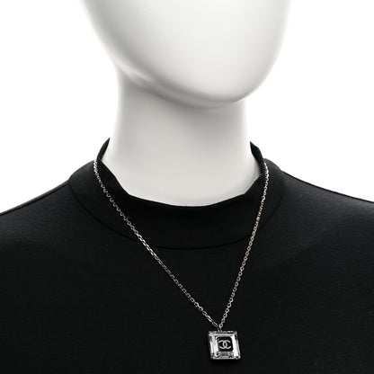 Chanel Resin Strass Geometric Square CC Necklace Black 2 of 6