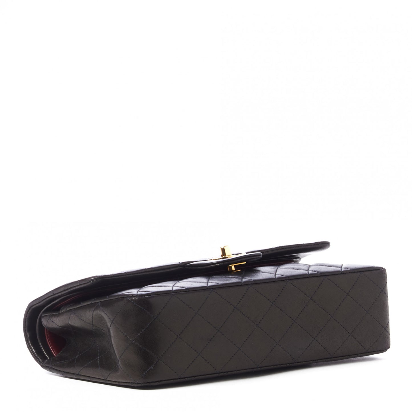 Lambskin Quilted Medium Double Flap Brown