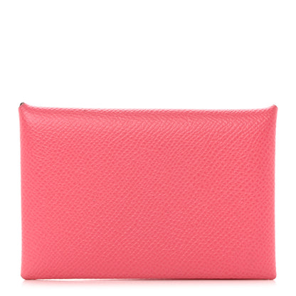 Hermes Epsom Calvi Card Case Rose Azalee 1 of 6