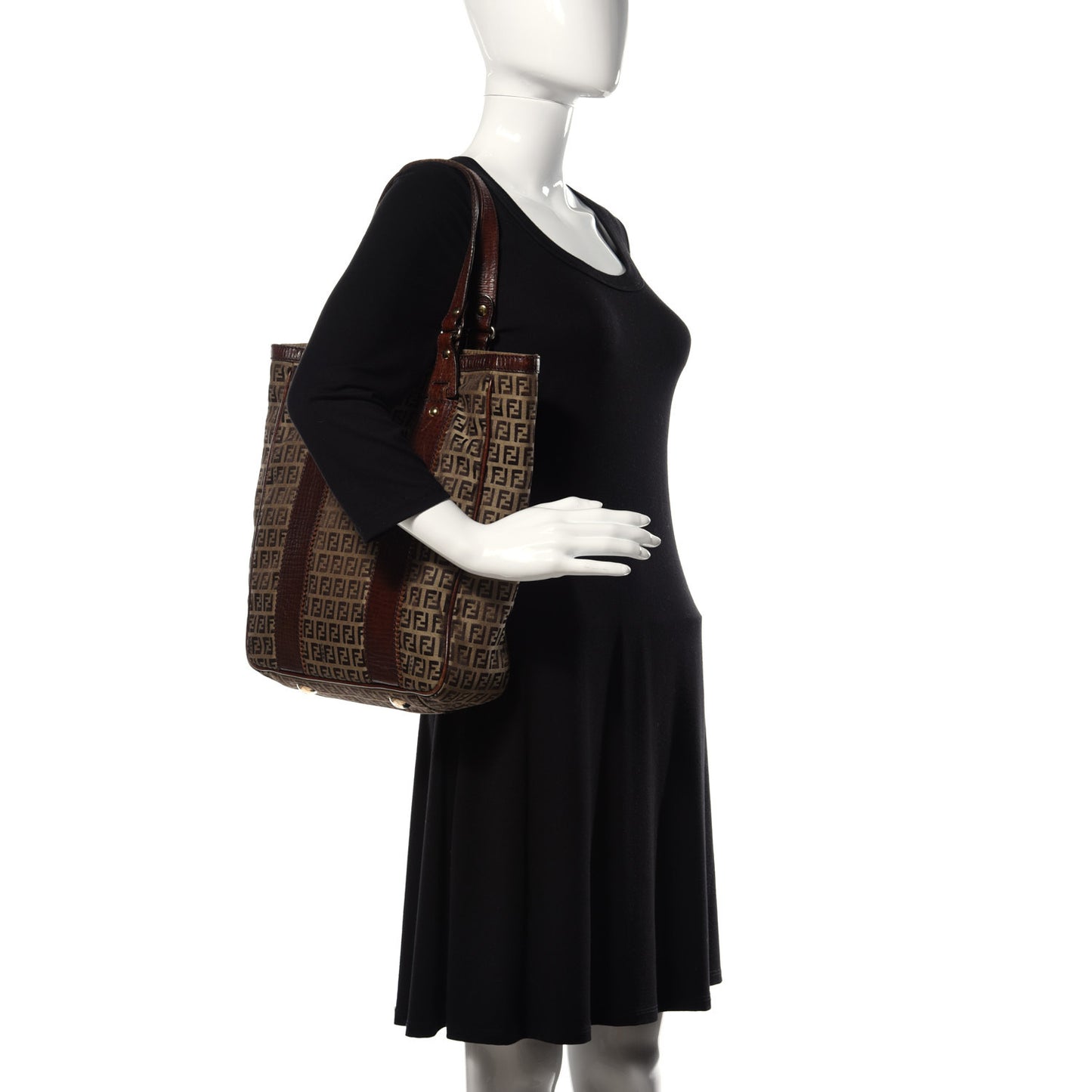 Zucchino Vitello Shopping Tote Mogano Panna Bruciato