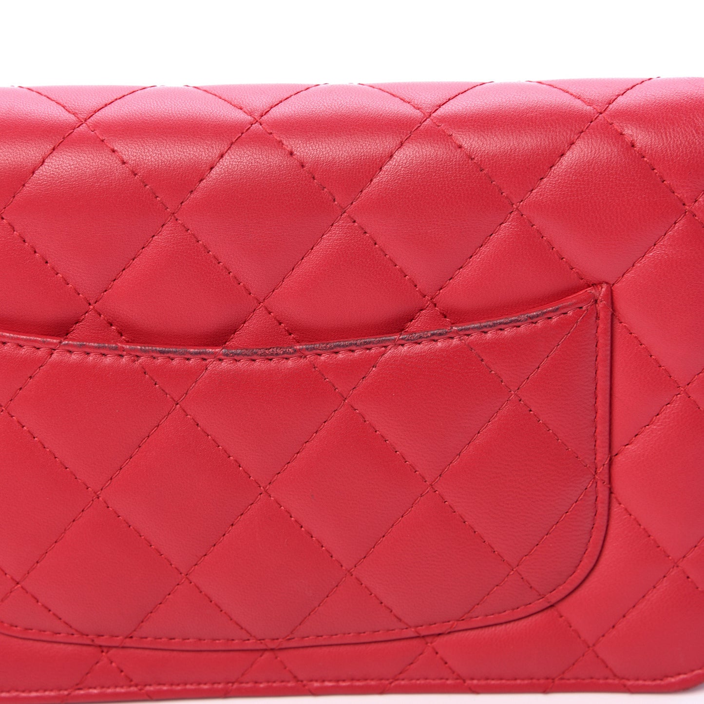 Lambskin Quilted Wallet On Chain WOC Red
