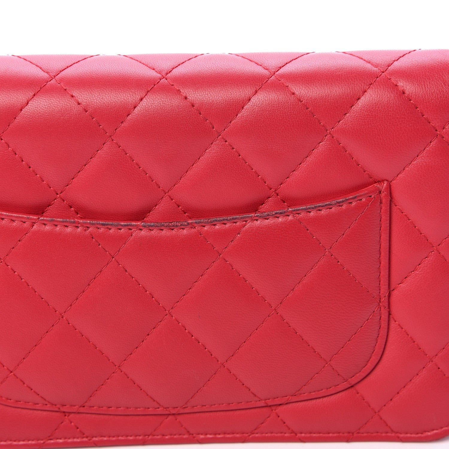 Chanel Lambskin Quilted Wallet On Chain WOC Red 12 of 15