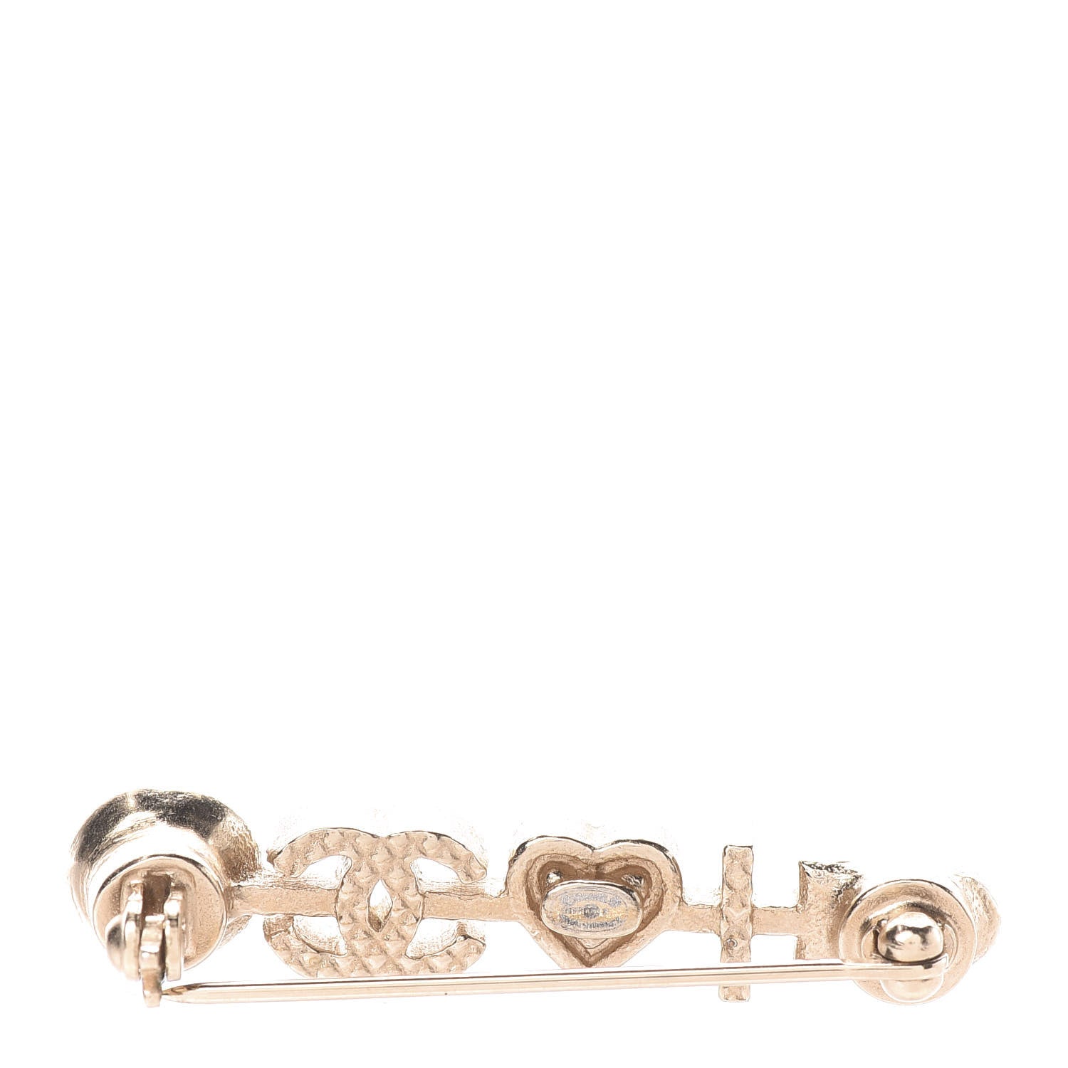 Chanel Enamel Pearl I Heart CC Brooch Gold 3 of 4