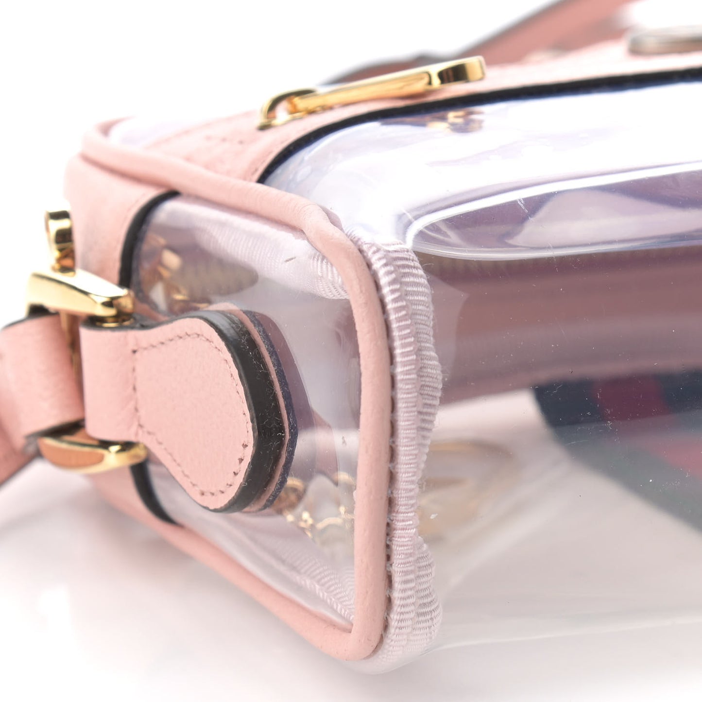 Vinyl Web Mini Ophidia Transparent Shoulder Bag Perfect Pink