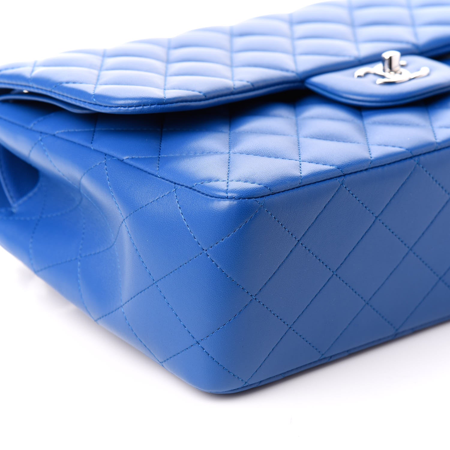 Chanel Lambskin Quilted Jumbo Double Flap Blue 8 of 10