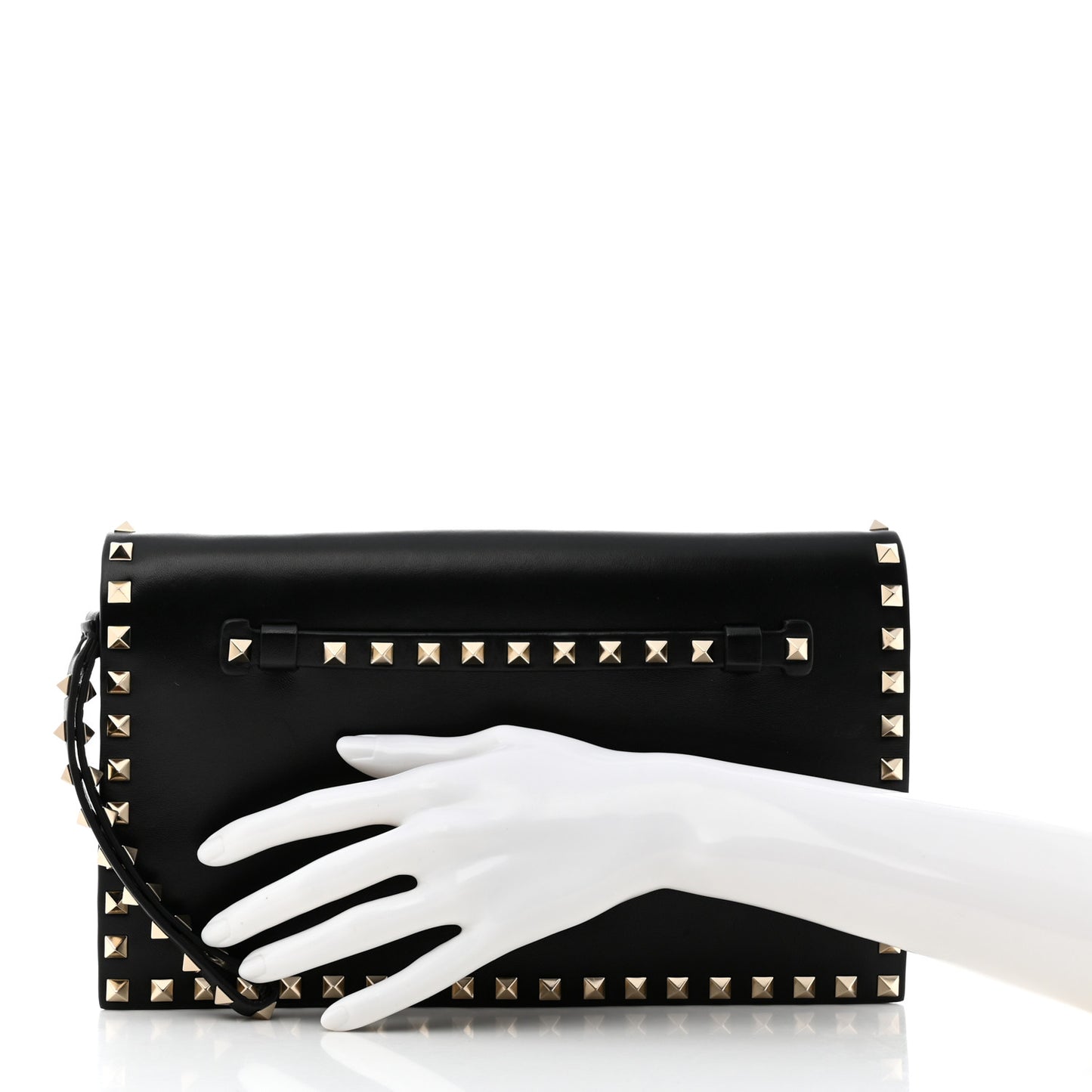Nappa Rockstud Wristlet Clutch Black