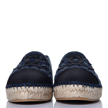 Chanel Denim Toile Embossed CC Espadrilles 40 Blue Black 2 of 8