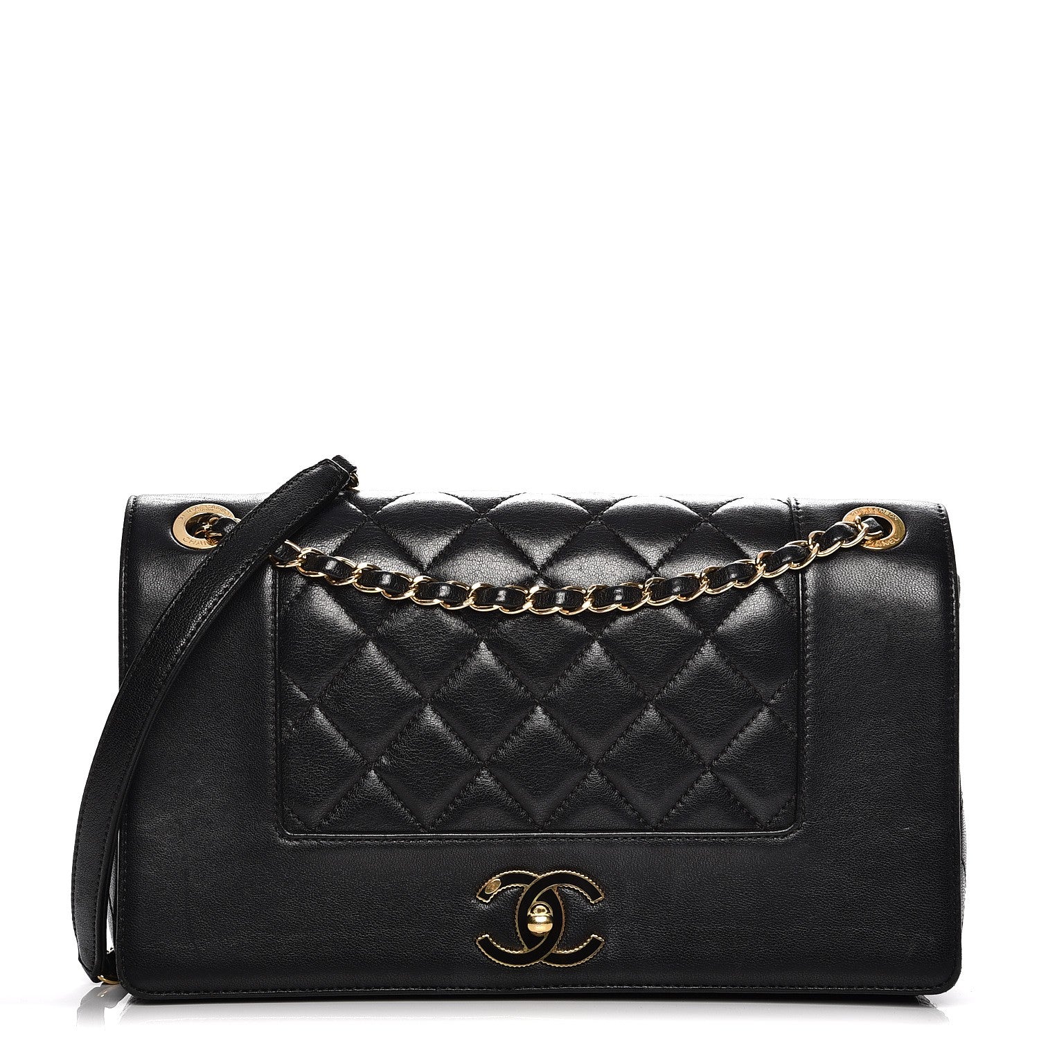 Chanel Sheepskin Quilted Vintage Mademoiselle Flap Black 1 of 13
