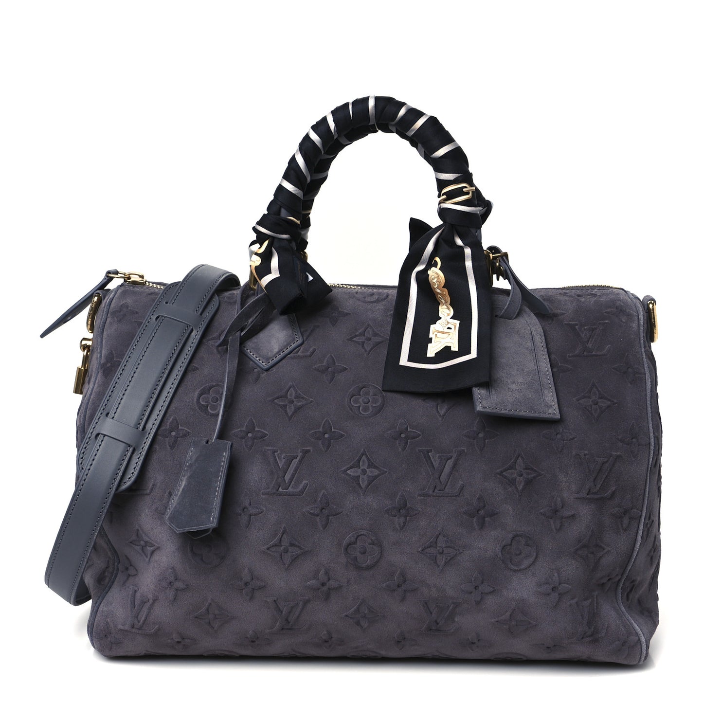 Suede Monogram Speedy P9 Bandouliere 40 Grey