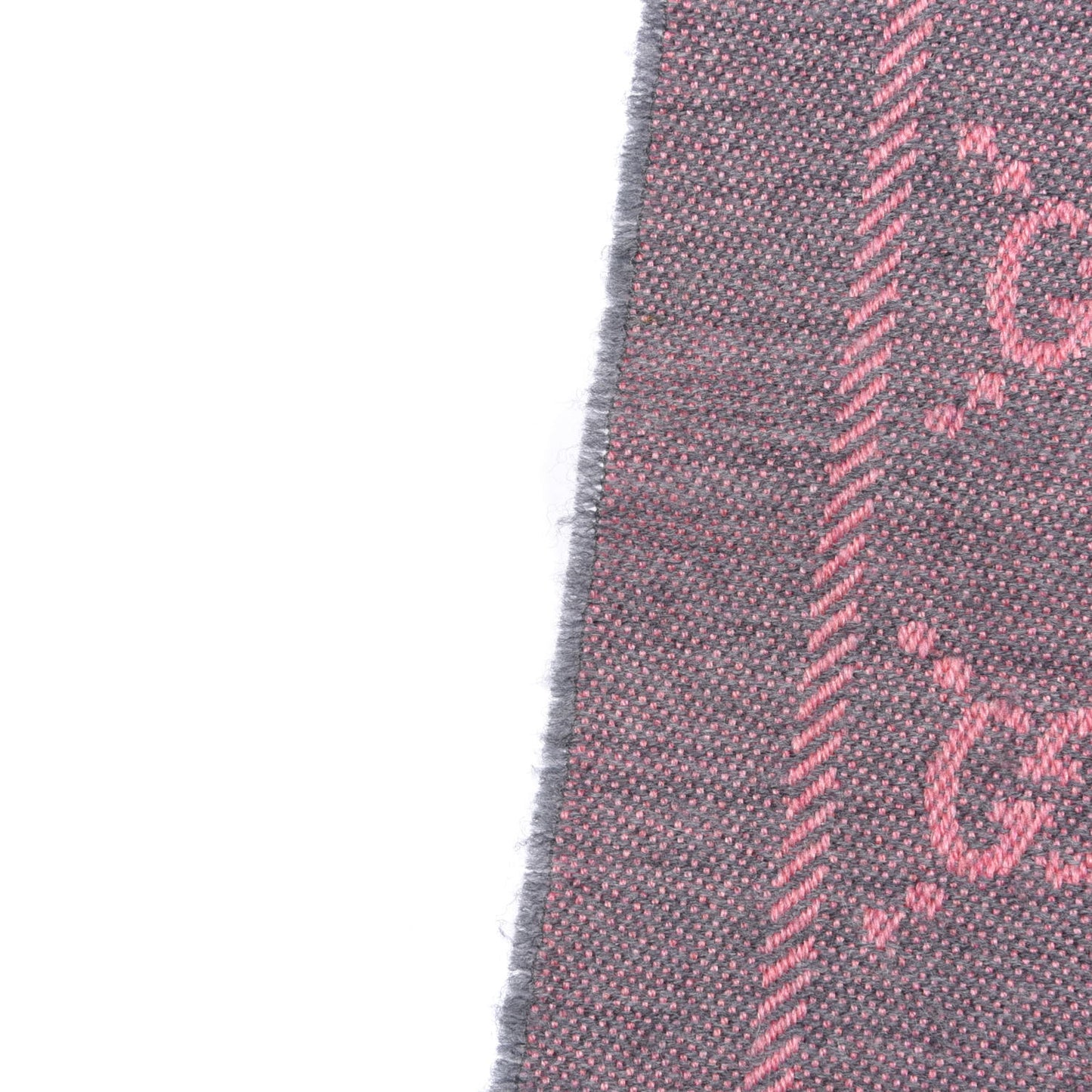 Wool Jacquard GG Monogram Sten Fringe Scarf Graphite Pink