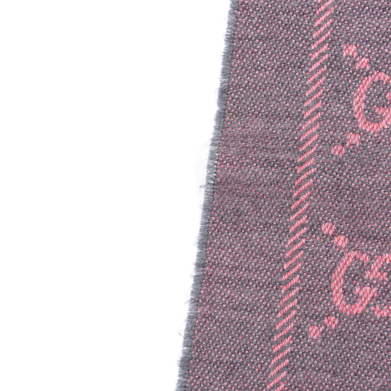 Gucci Wool Jacquard GG Monogram Sten Fringe Scarf Graphite Pink 8 of 10