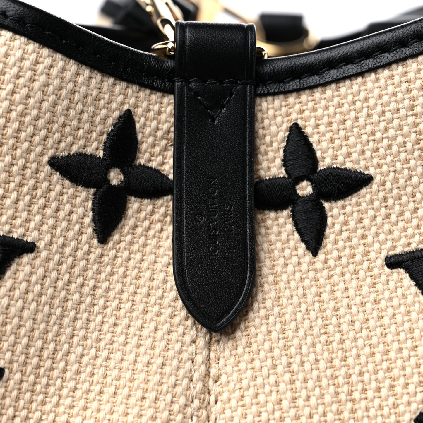 Cotton Monogram Embroidered Neonoe MM Beige Black