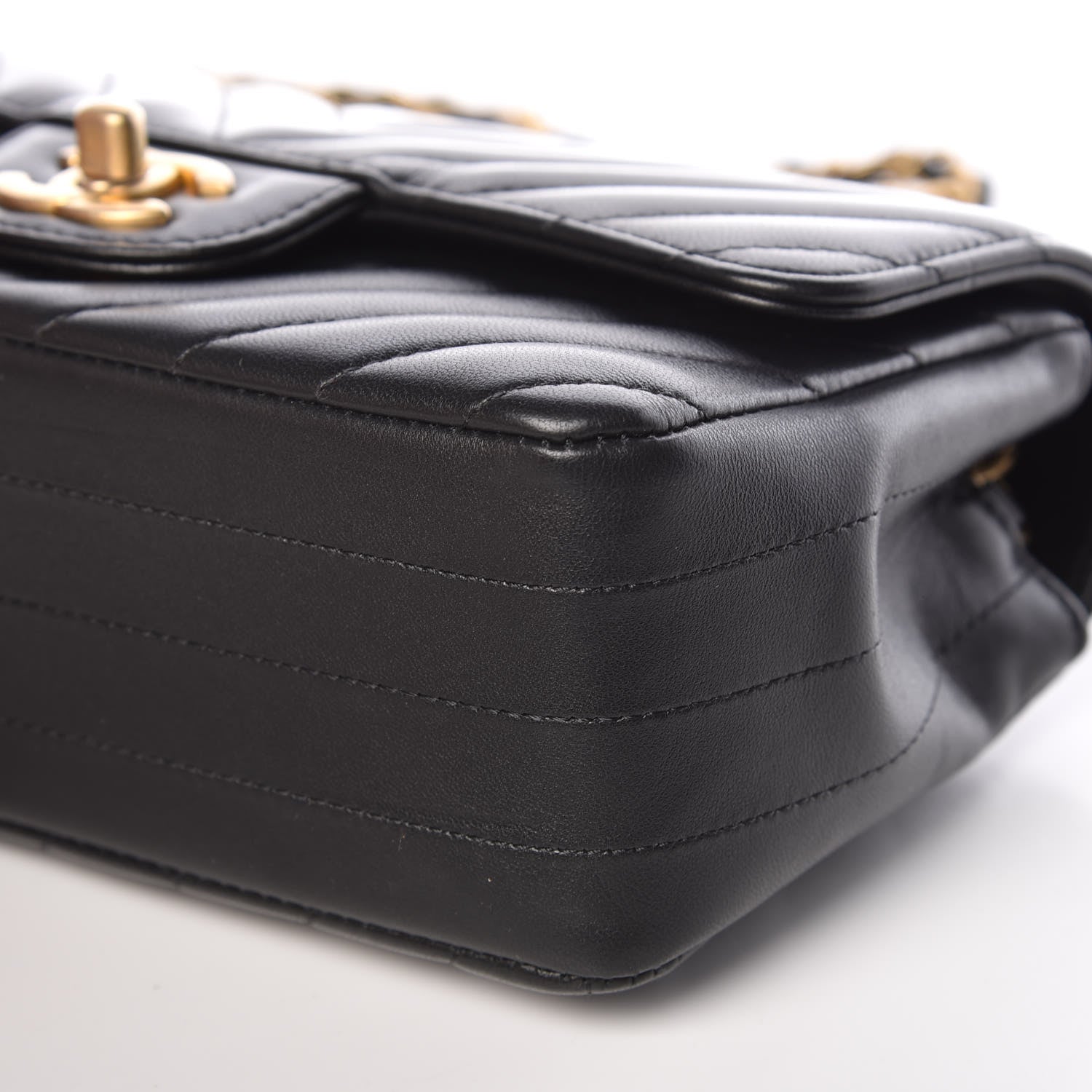 Chanel Lambskin Chevron Quilted Mini Rectangular Flap Black 6 of 10
