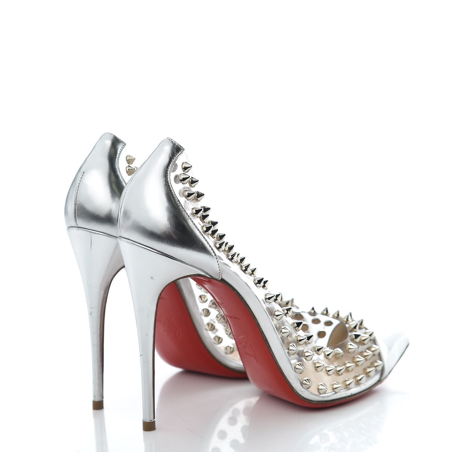 PVC Metallic Gloss Spike Me 100 Pumps 38 Silver