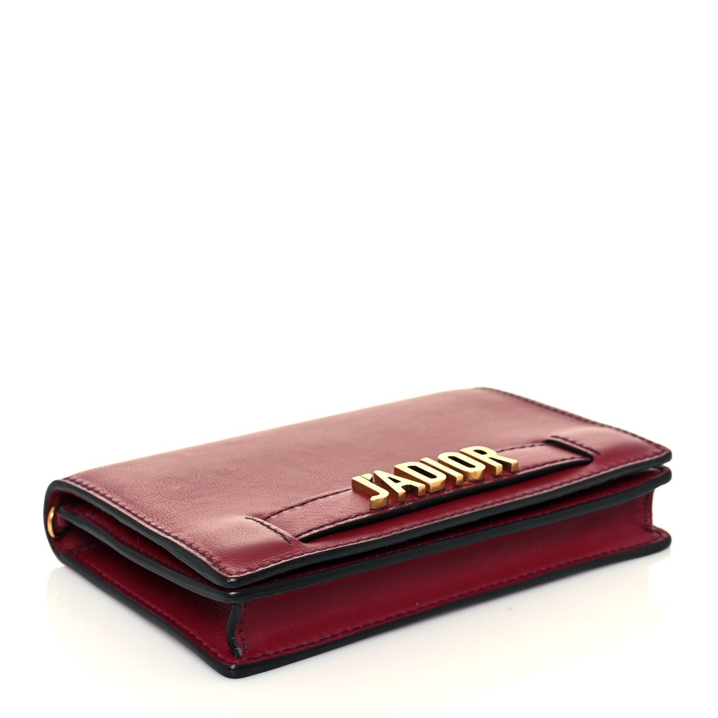 Calfskin J'Adior Wallet on Chain Pouch Red