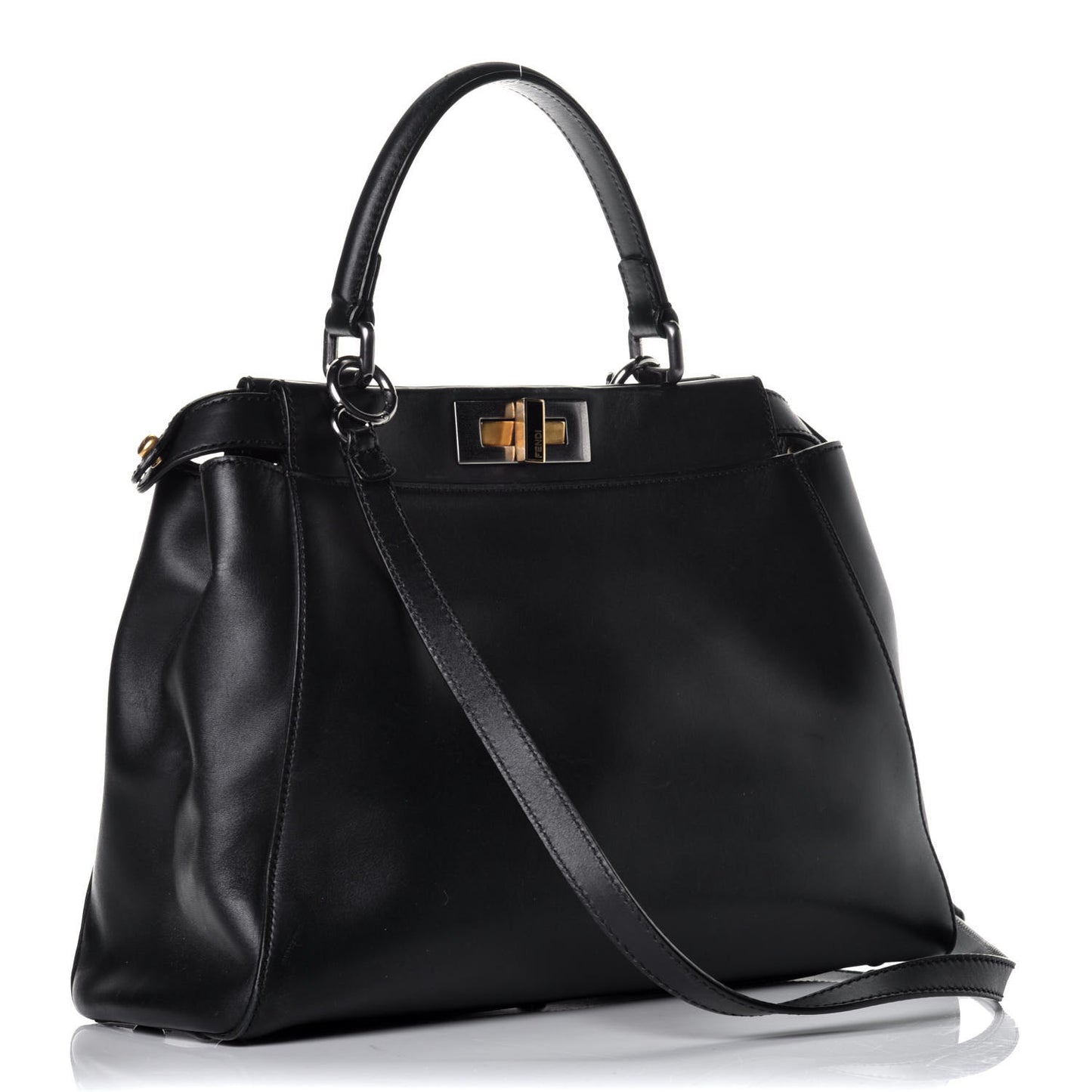 Vitello Suede Medium Peekaboo Iconic Satchel Black