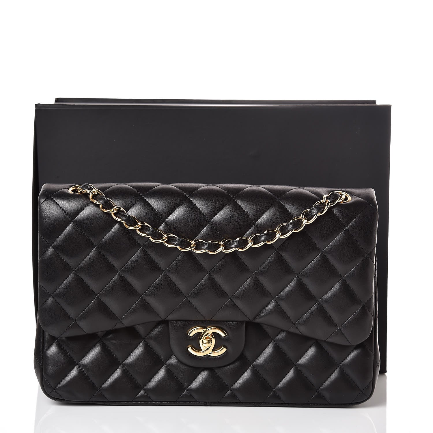 Chanel Lambskin Quilted Jumbo Double Flap Black 10 of 10