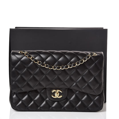 Chanel Lambskin Quilted Jumbo Double Flap Black 10 of 10