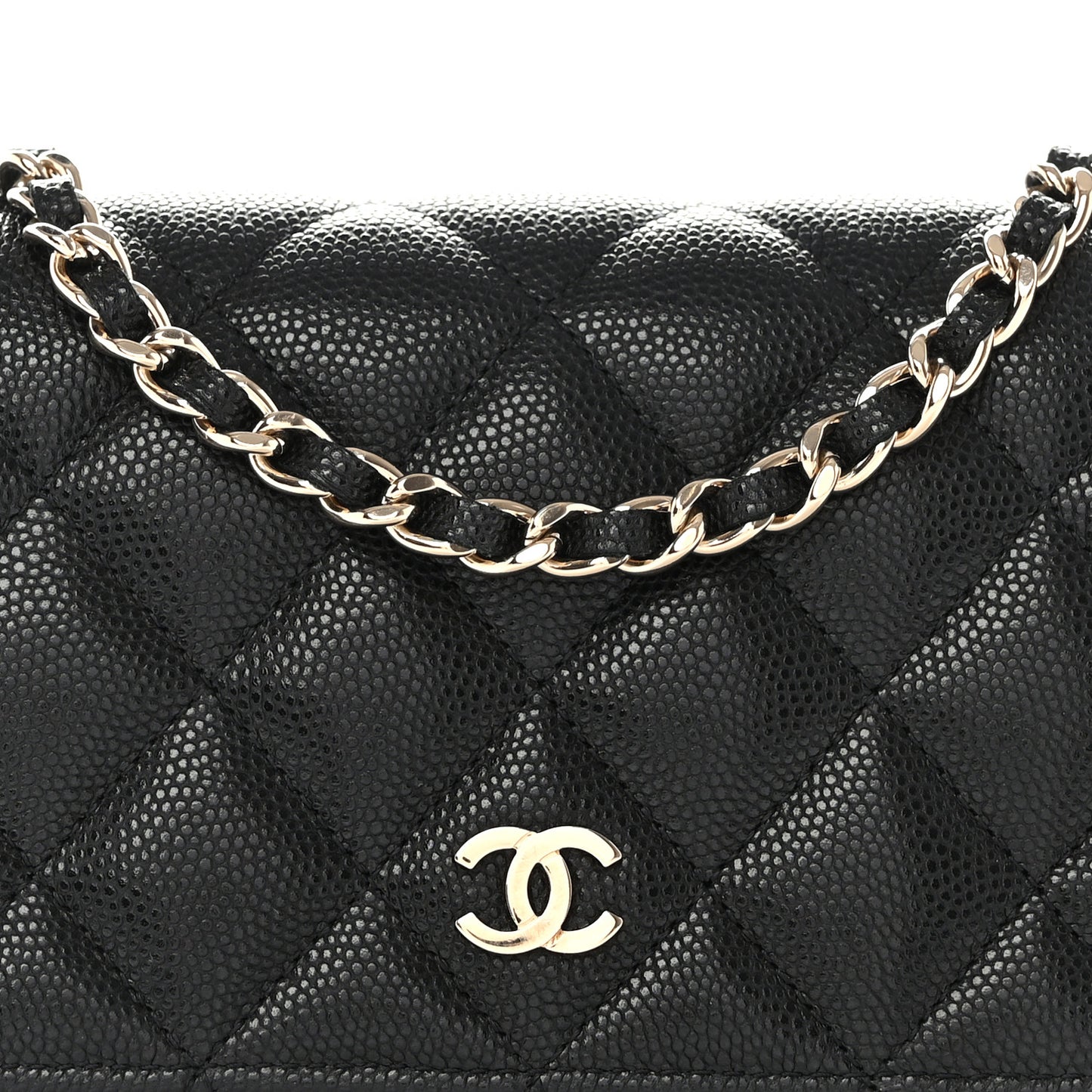 Caviar Quilted Mini Wallet On Chain WOC Black