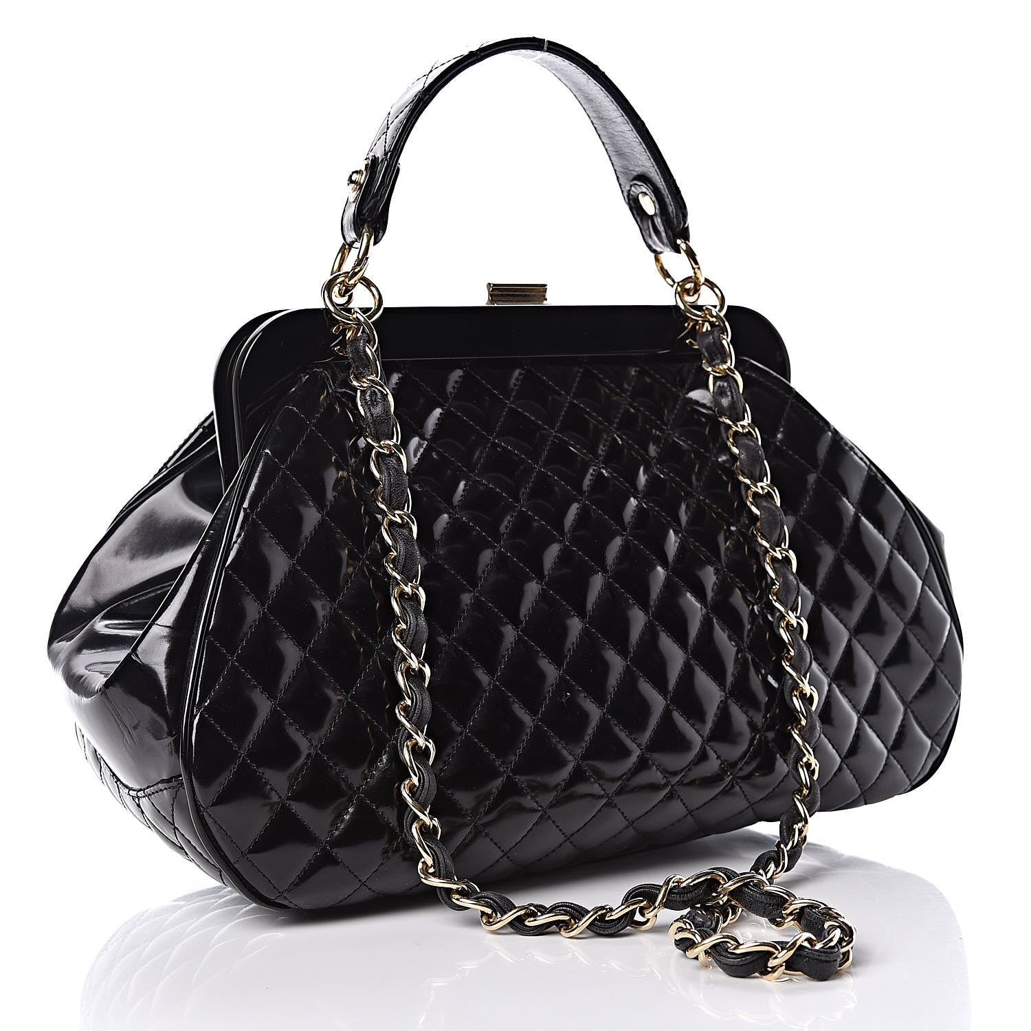 Chanel Glazed Calfskin Quilted Small Mademoiselle Frame Bag Black 3 of 10
