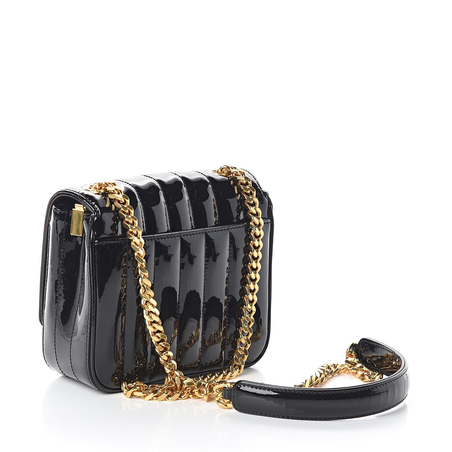 Saint Laurent Patent Calfskin Matelasse Monogram Small Vicky Chain Bag Black 2 of 8