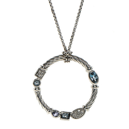David Yurman Sterling Silver Diamond Blue Topaz Iolite Aquamarine Confetti Pendant Necklace 3 of 5