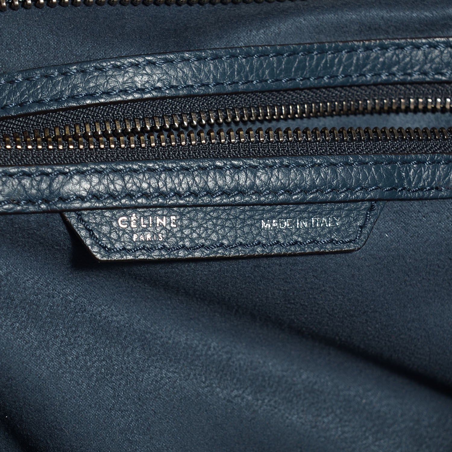 Celine Drummed Calfskin Mini Luggage Blue 7 of 8