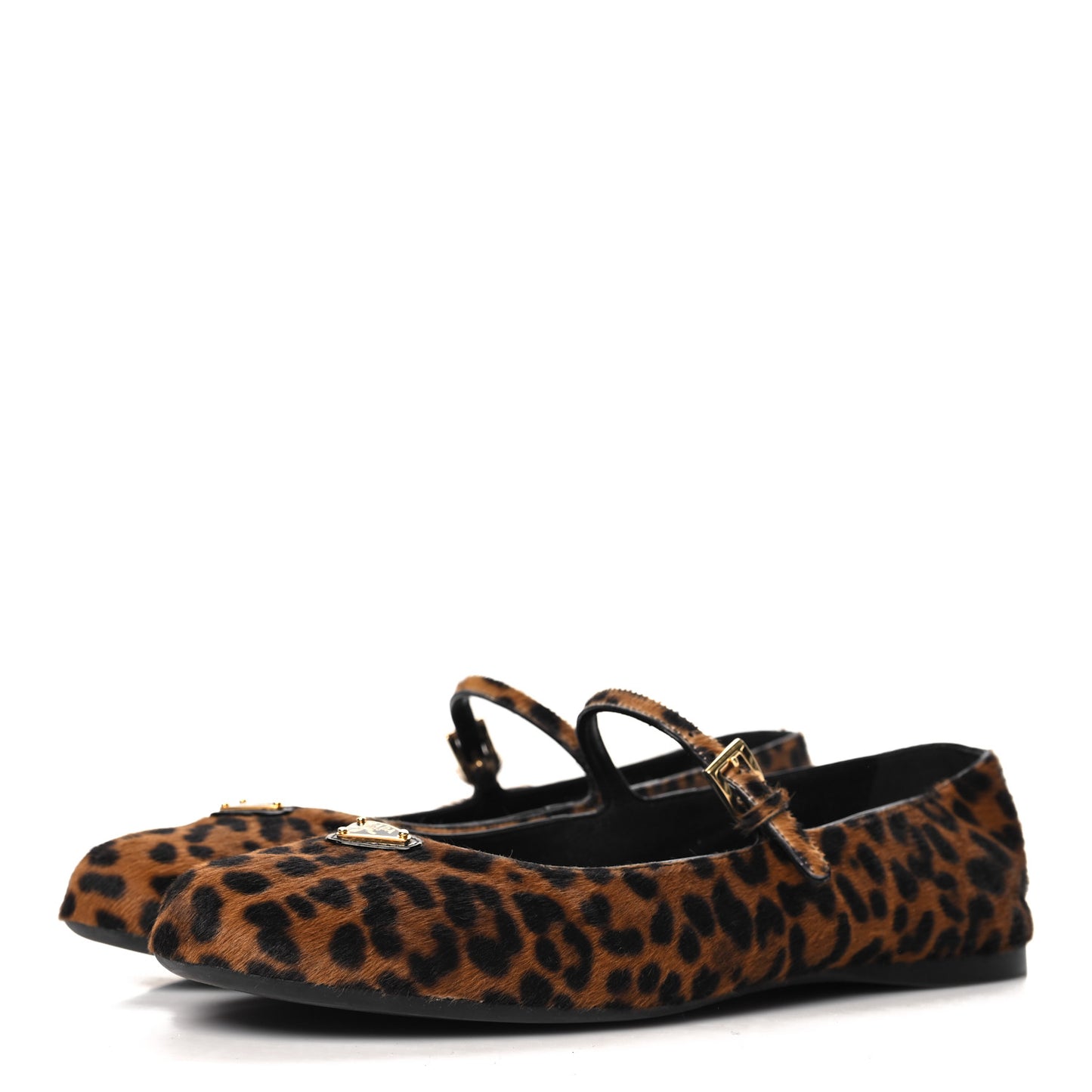 Calf Hair Leopard Print Triangle Ballerina Flats 39.5 Miele Moro