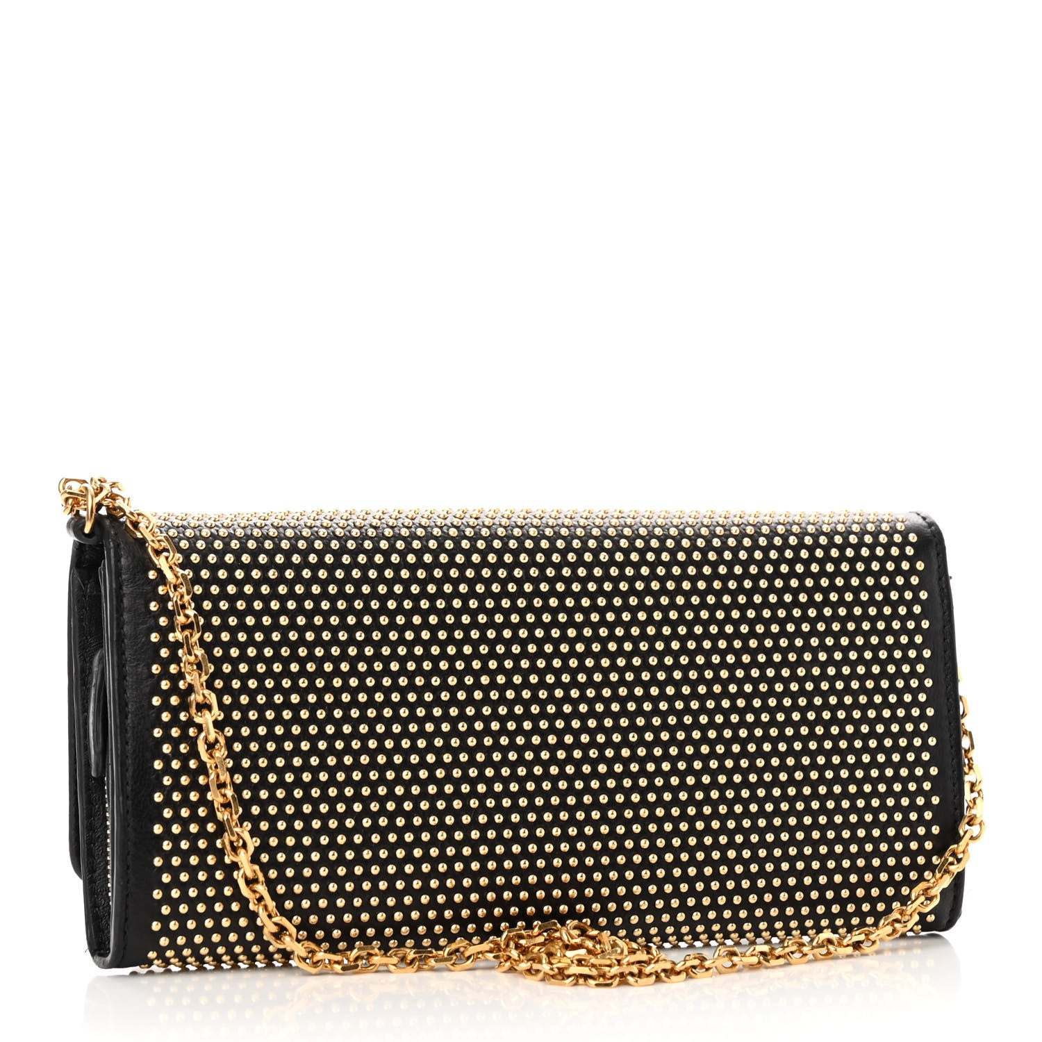 Alexander McQueen Calfskin Studded Wallet on Chain Black 3 of 9