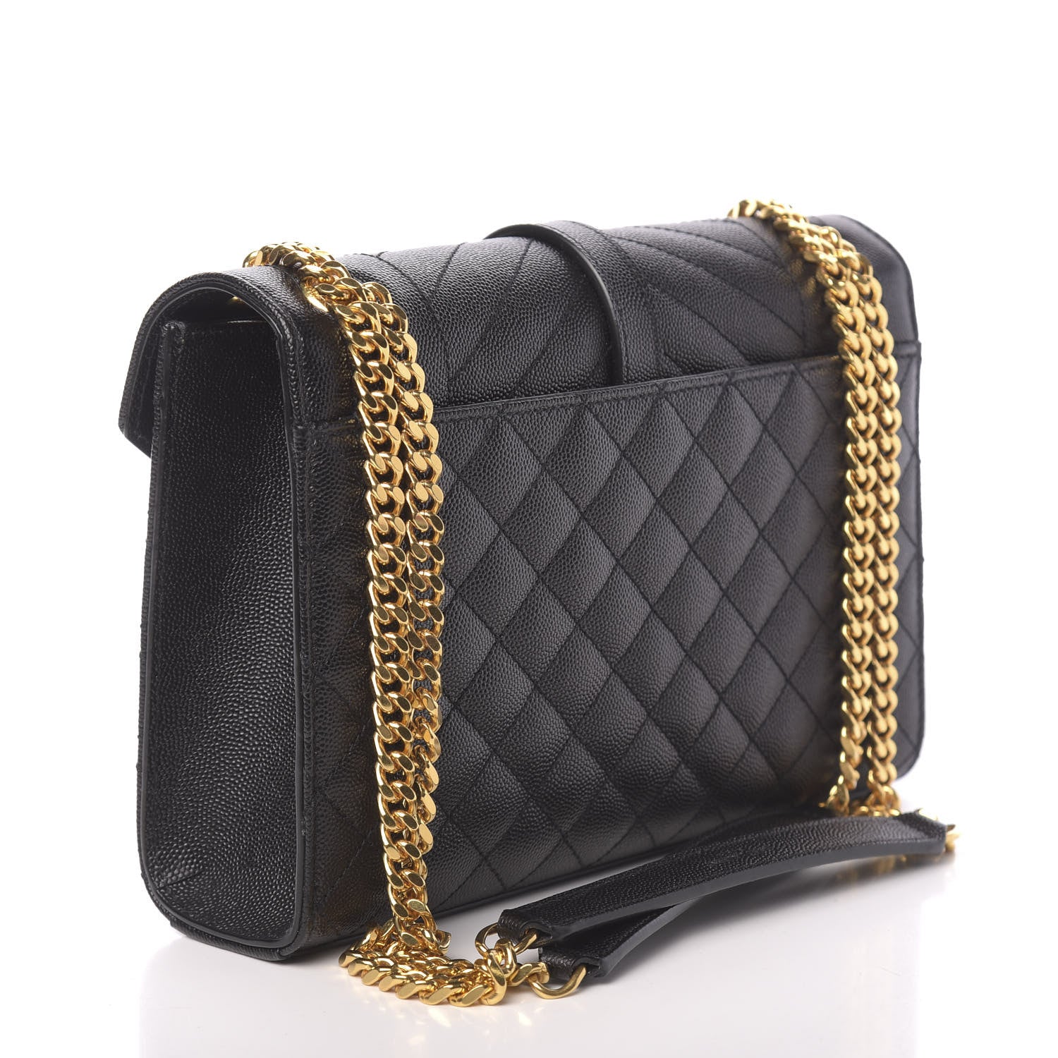 Saint Laurent Grain De Poudre Textured Mixed Matelasse Triquilt Medium Monogram Satchel Black 3 of 10