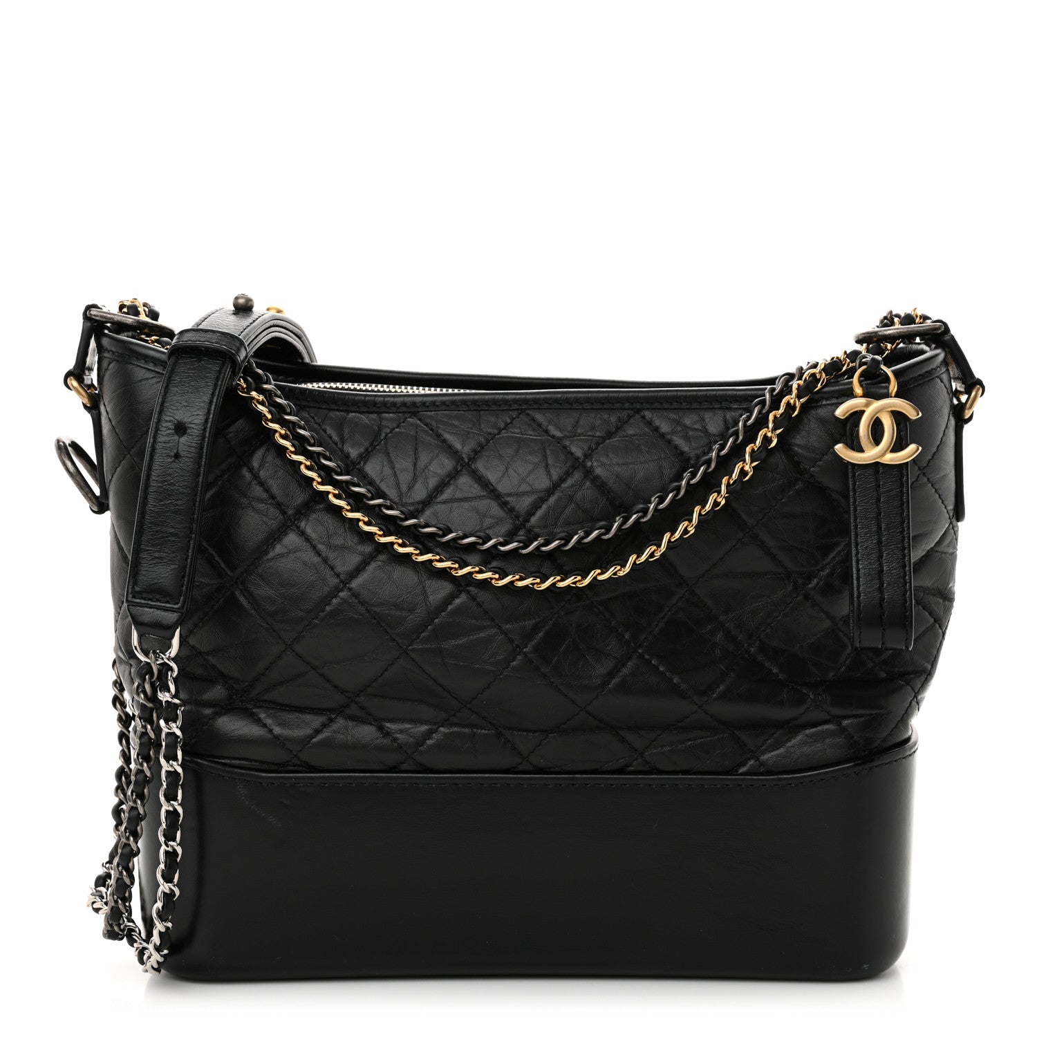 Chanel Aged Calfskin Quilted Medium Gabrielle Hobo Black 1 of 13