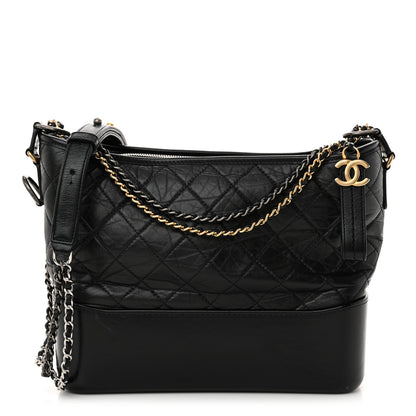 Chanel Aged Calfskin Quilted Medium Gabrielle Hobo Black 1 of 13