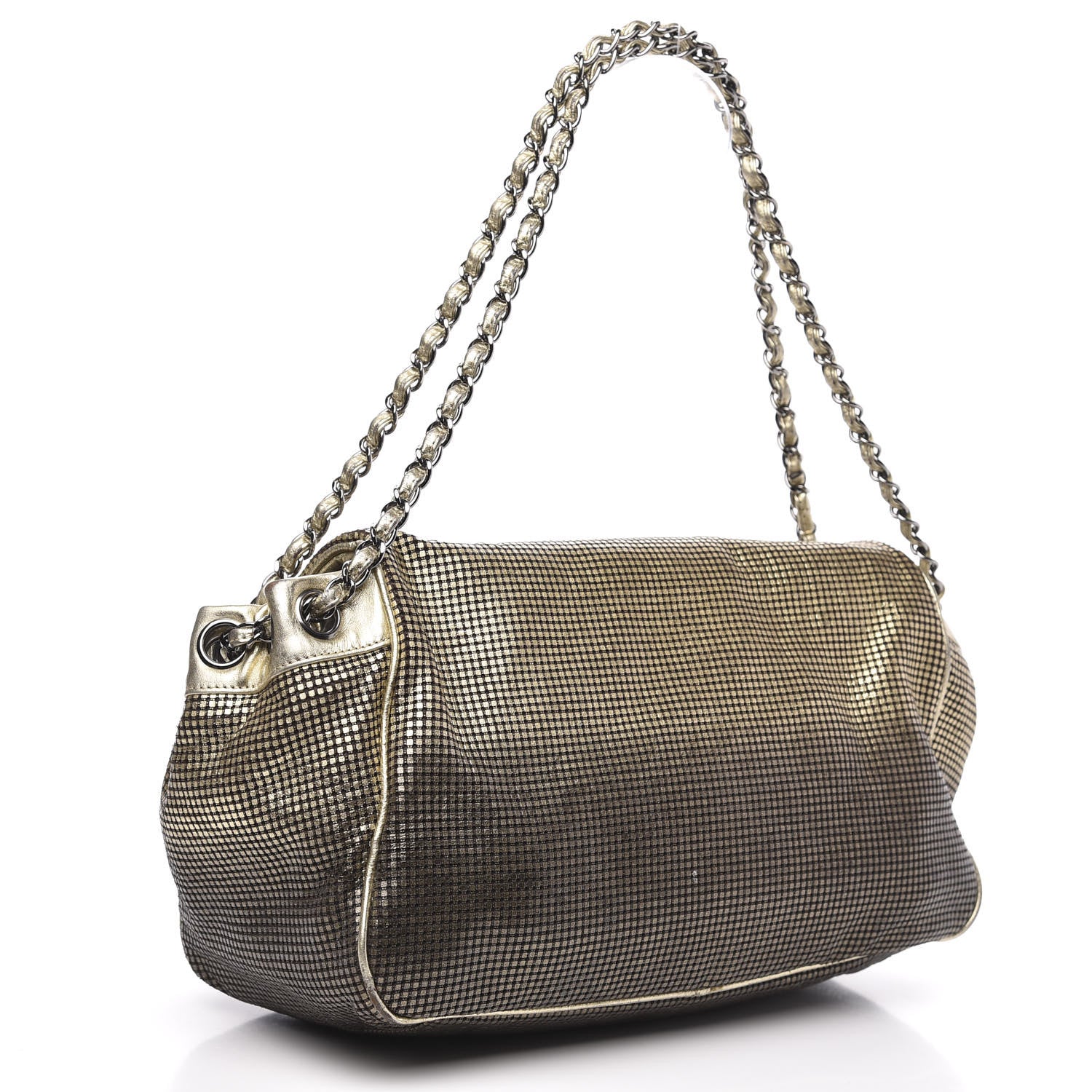 Chanel Metallic Lambskin Perforated Hollywood Accordion Flap Bag Gold 4 of 23