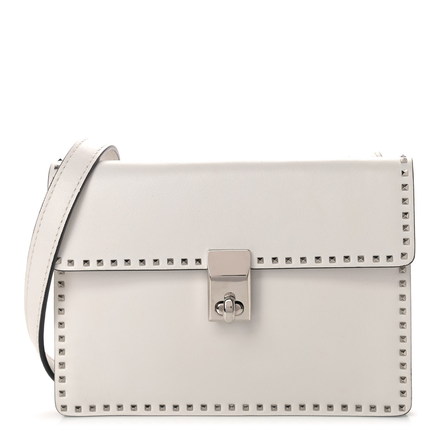 Valentino Garavani Calfskin Small Rockstud Cabana Crossbody Bag White 1 of 8