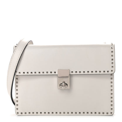 Valentino Garavani Calfskin Small Rockstud Cabana Crossbody Bag White 1 of 8