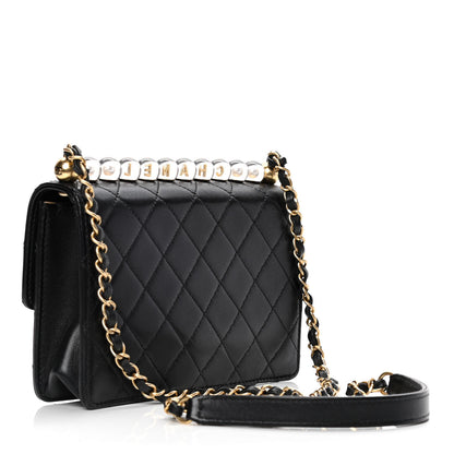 Chanel Goatskin Quilted Logo Small Chic Flap Black 2 of 5