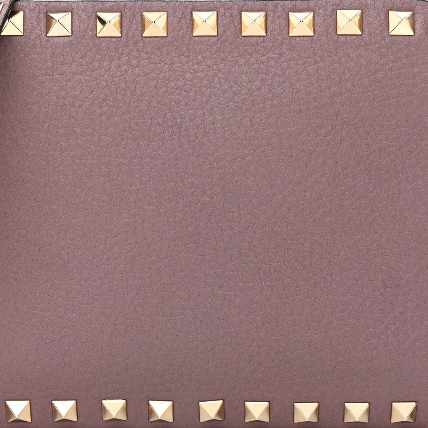 Pebbled Calfskin Rockstud Camera Crossbody Bag Dark Mauve