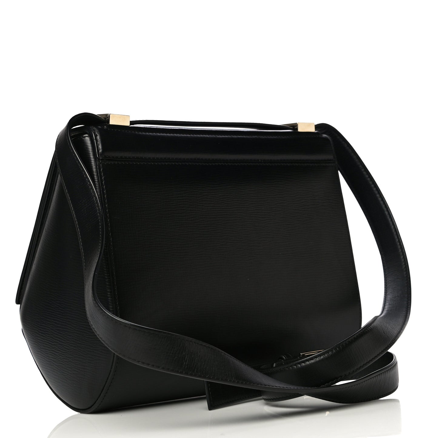 Textured Calfskin Medium Pandora Box Crossbody Bag Black