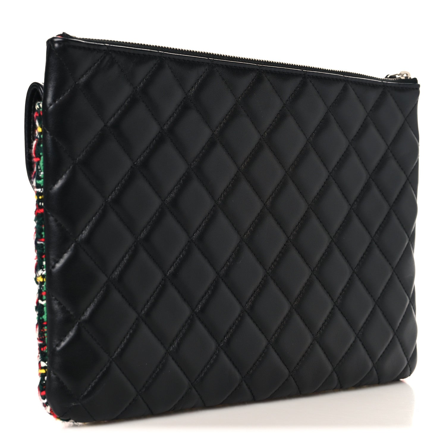 Chanel Tweed Lambskin Quilted Medium Flap Cosmetic Case White Red Black 3 of 10