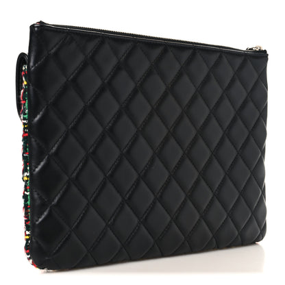 Chanel Tweed Lambskin Quilted Medium Flap Cosmetic Case White Red Black 3 of 10