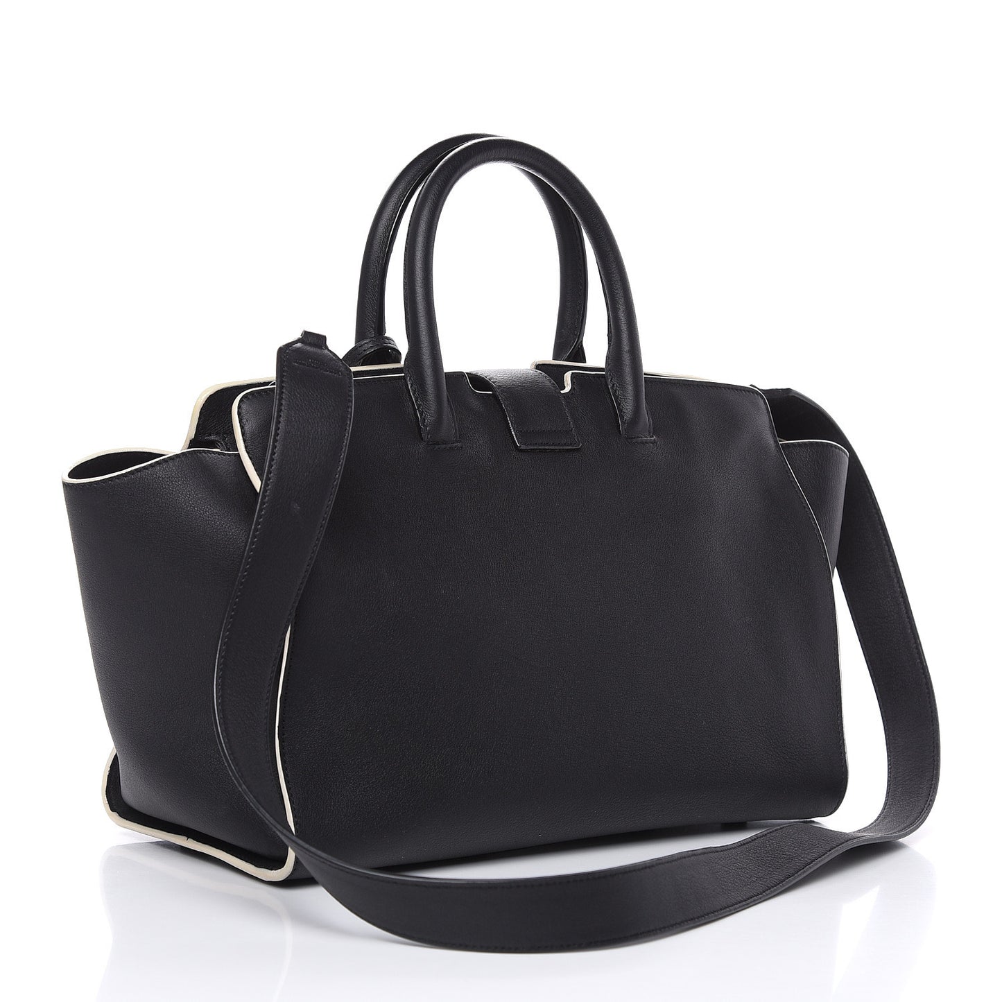 Calfskin Small Monogram Downtown Cabas Black White