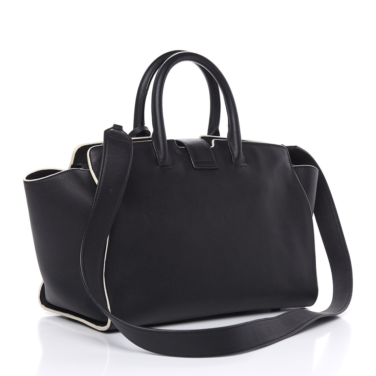 Saint Laurent Calfskin Small Monogram Downtown Cabas Black White 3 of 10
