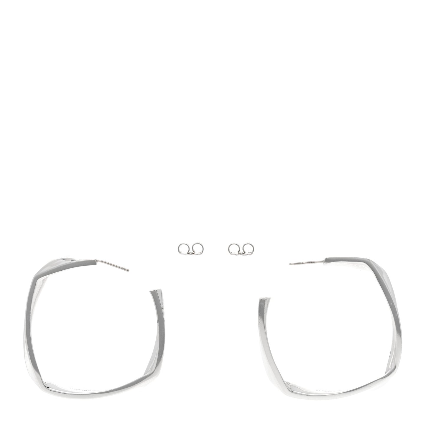 Sterling Silver Frank Gehry Torque Square Hoop Earrings